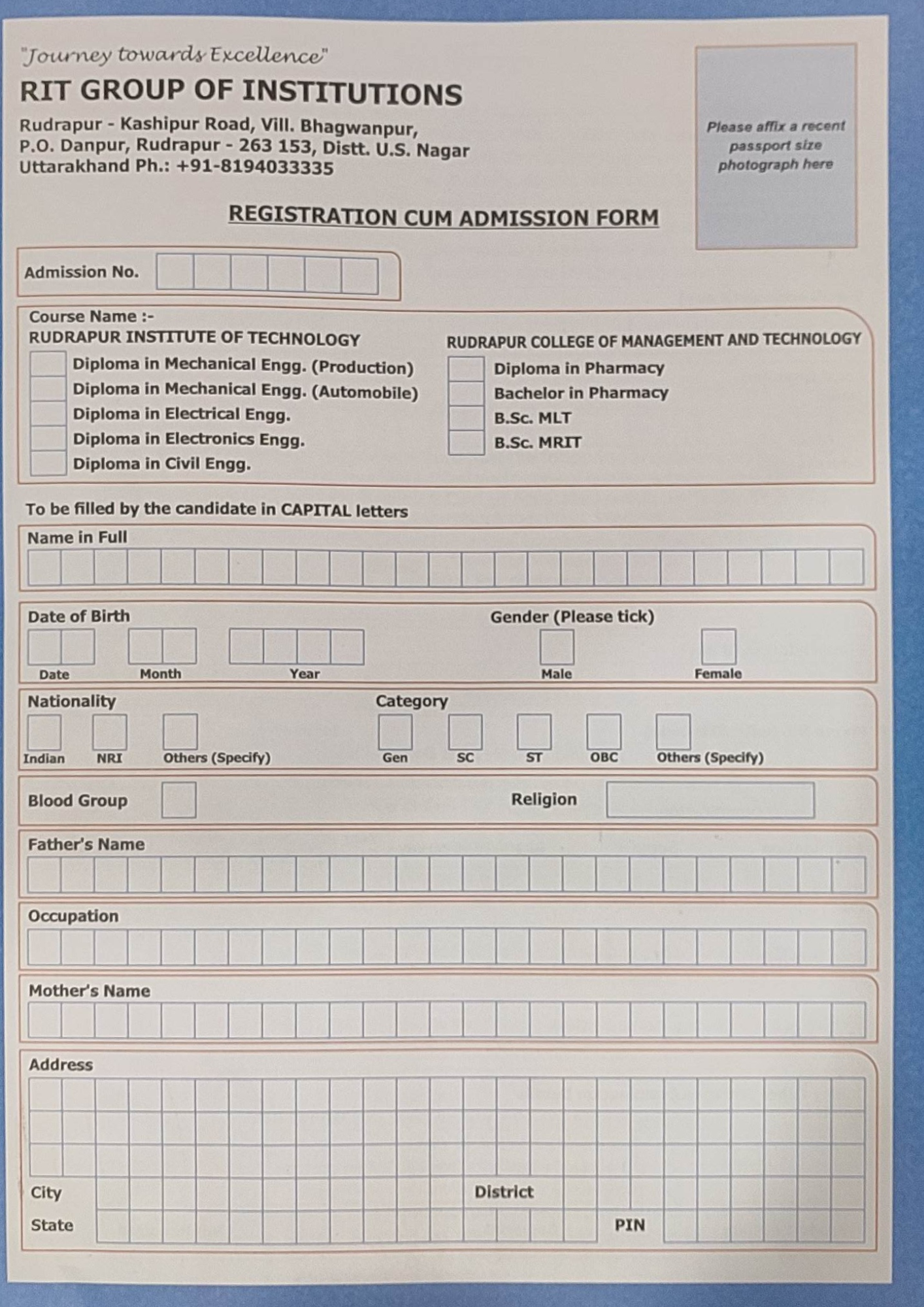 Admission Form